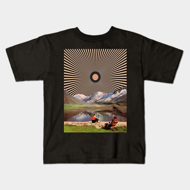 trippy mountain art Kids T-Shirt by jerksonidon